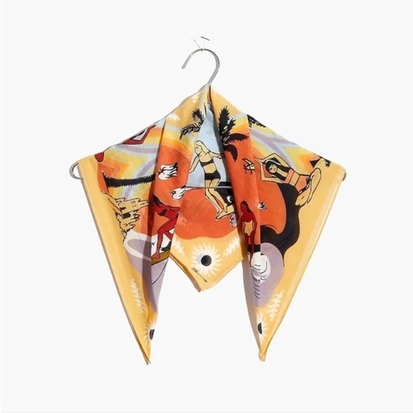 Madewell Accessories - MADEWELL Tropical Surf Palm Tree Sunset Organic Cotton Bandana Scarf